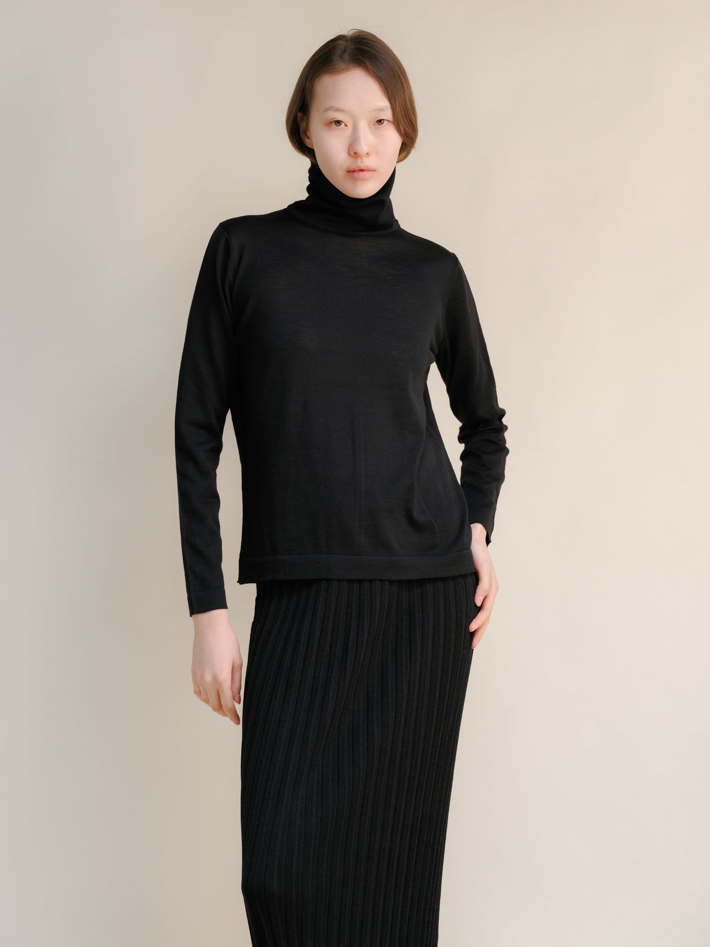 Extra Fine Merino Wool Turtleneck with Straight Sleeve