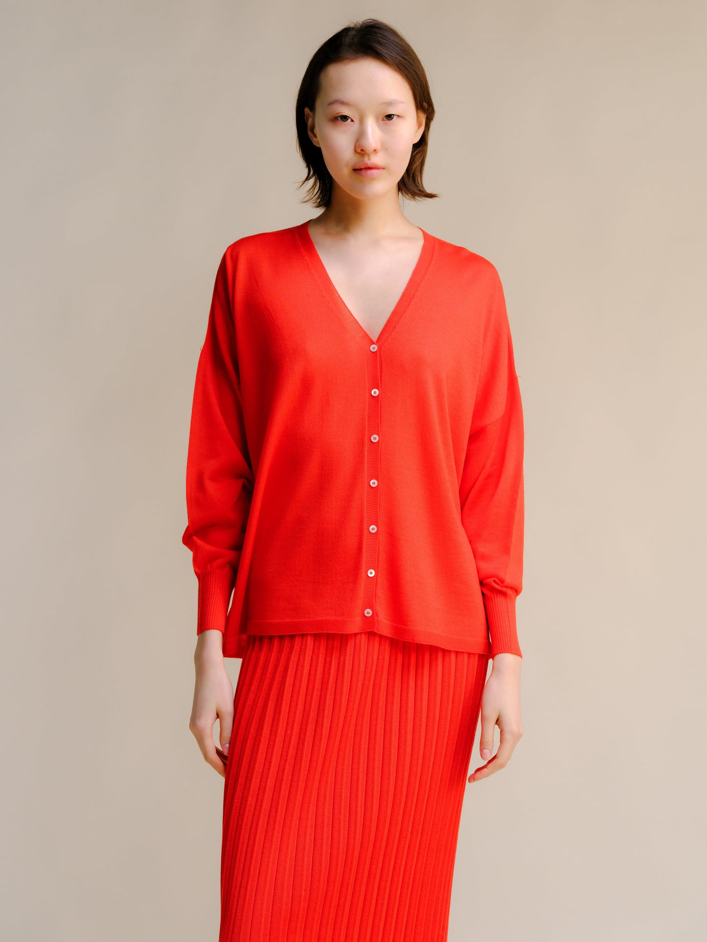 Extra Fine Merino Wool Oversized V-Neck Cardigan (3D-Knit)