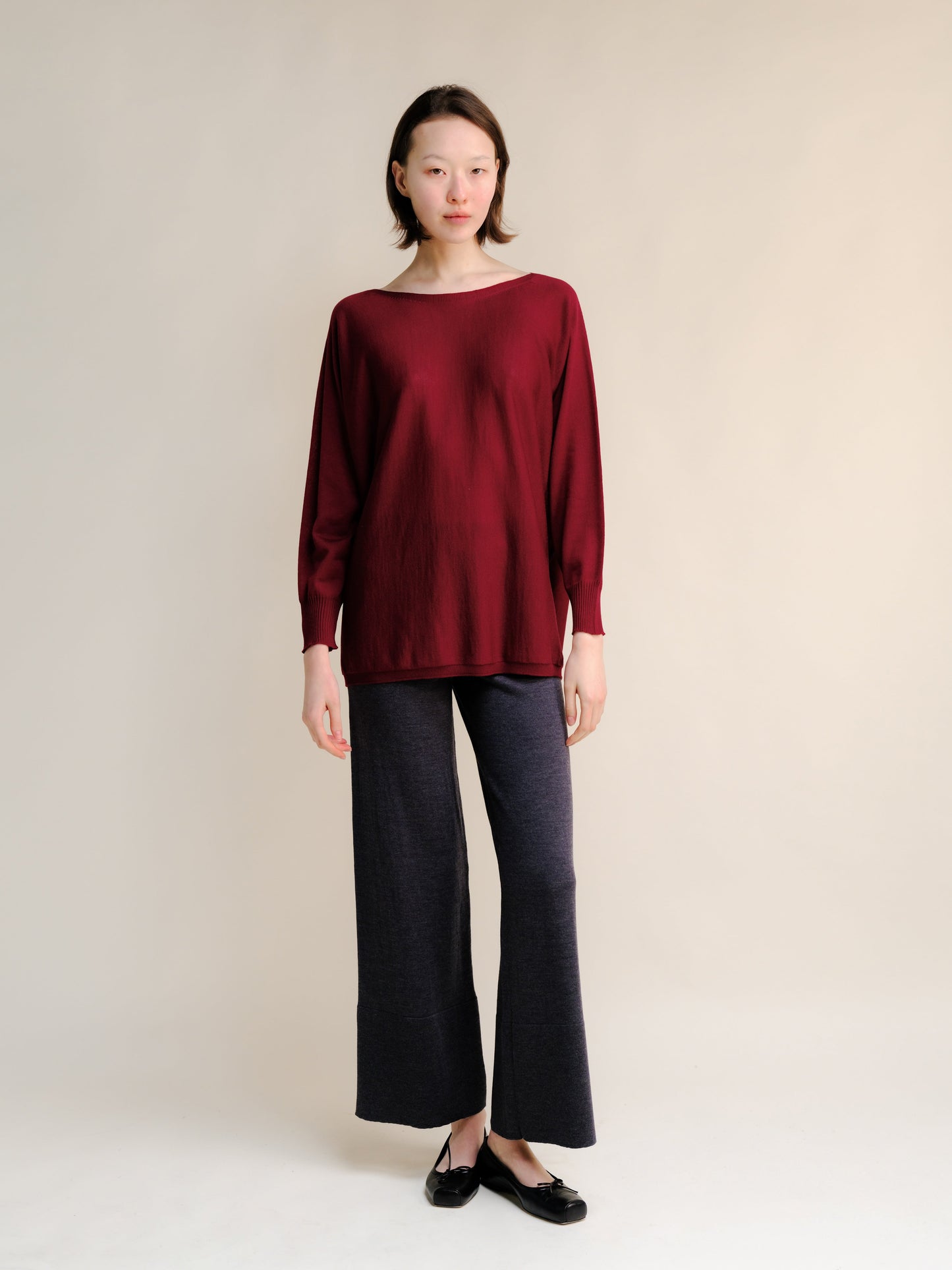 Extra Fine Merino Wool Boat Neck Oversized Sweater (3D-Knit)