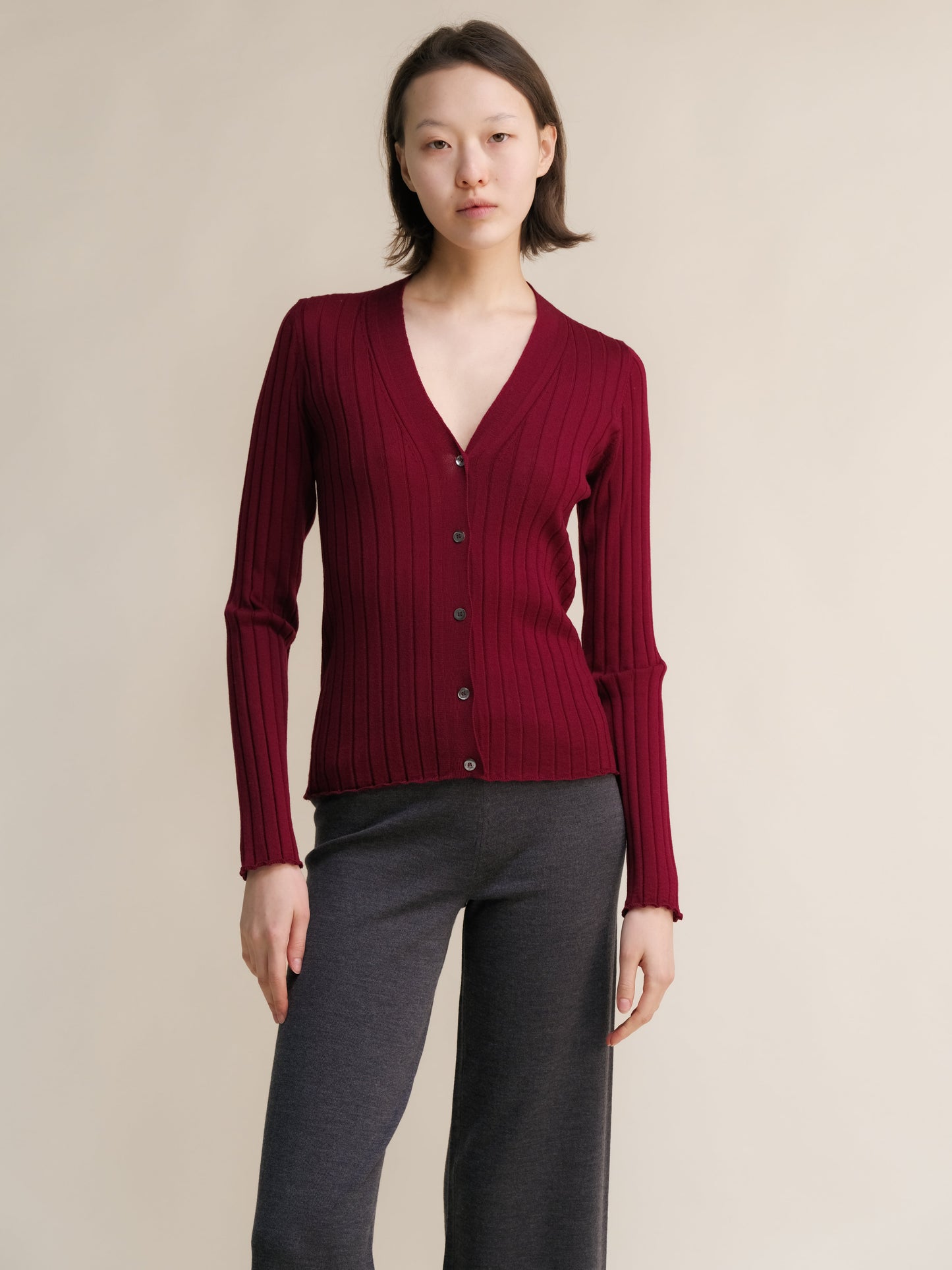 Extra Fine Merino Wool V Neck Cardigan
