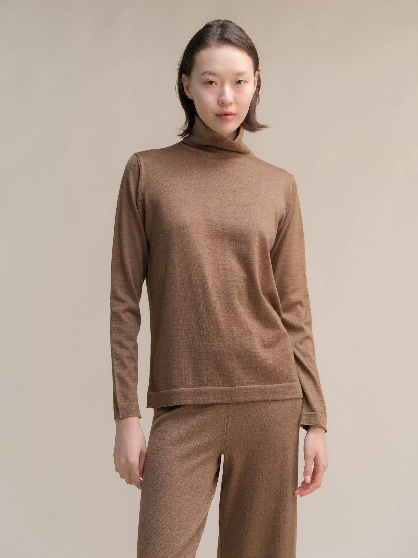 Extra Fine Merino Wool Turtleneck with Straight Sleeve