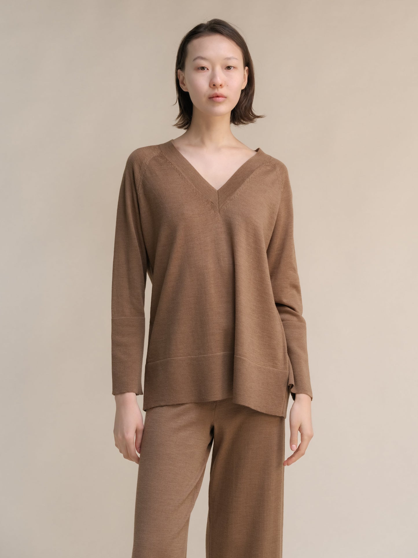 Extra Fine Merino V Neck Maxi Sweater