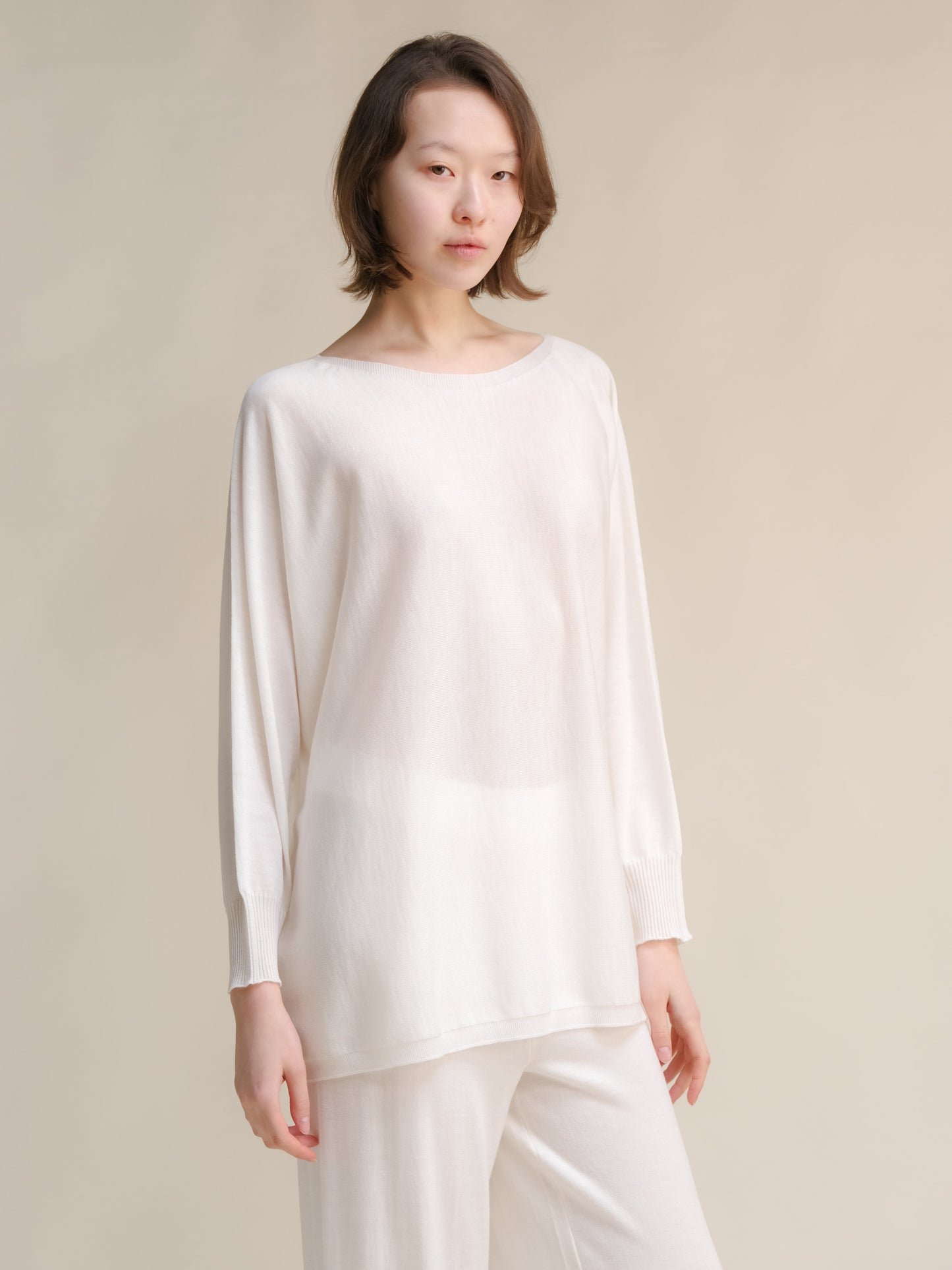 Extra Fine Merino Wool Boat Neck Oversized Sweater (3D-Knit)