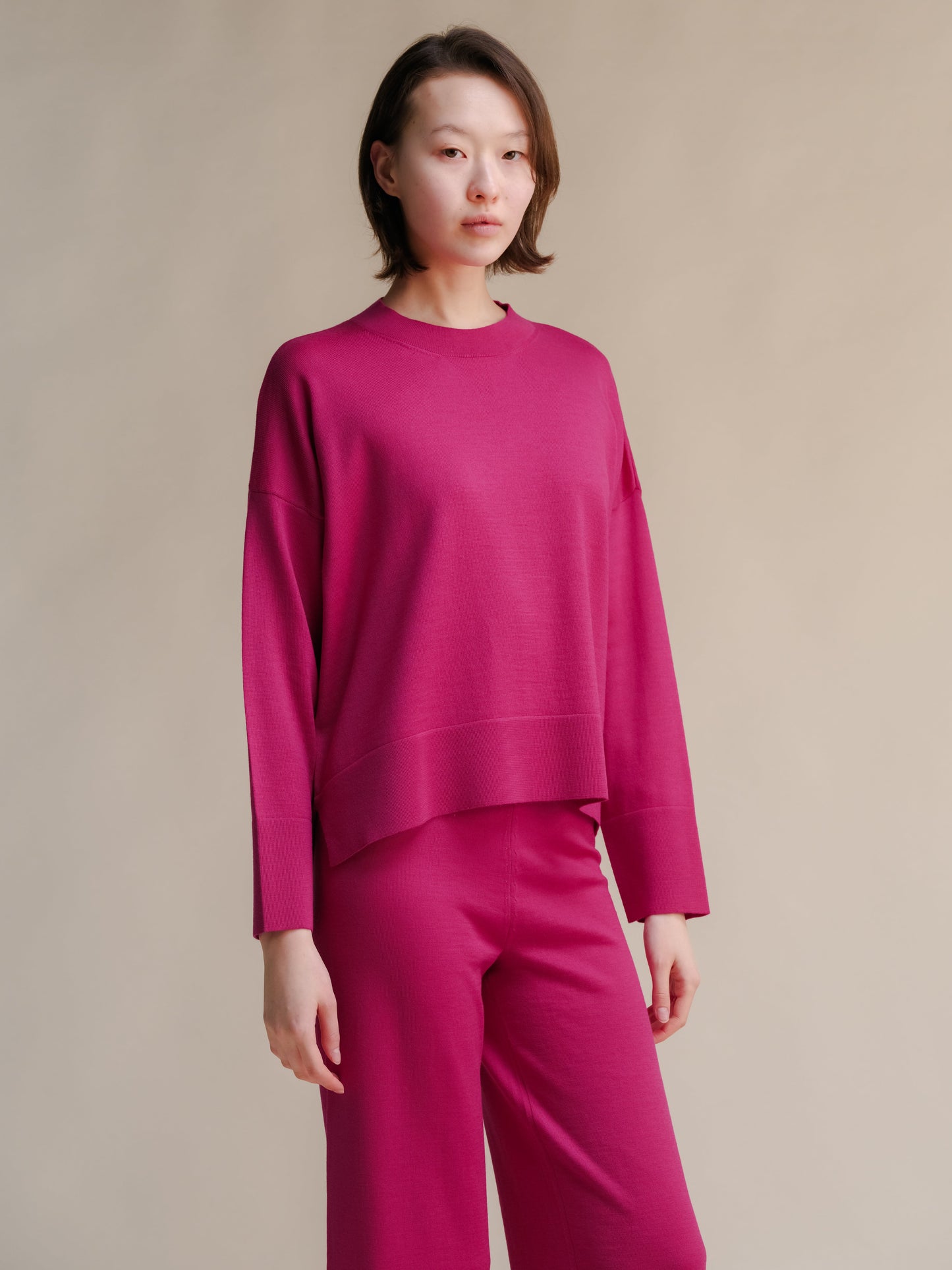 Extra Fine Merino Wool Oversized Crewneck Sweater 