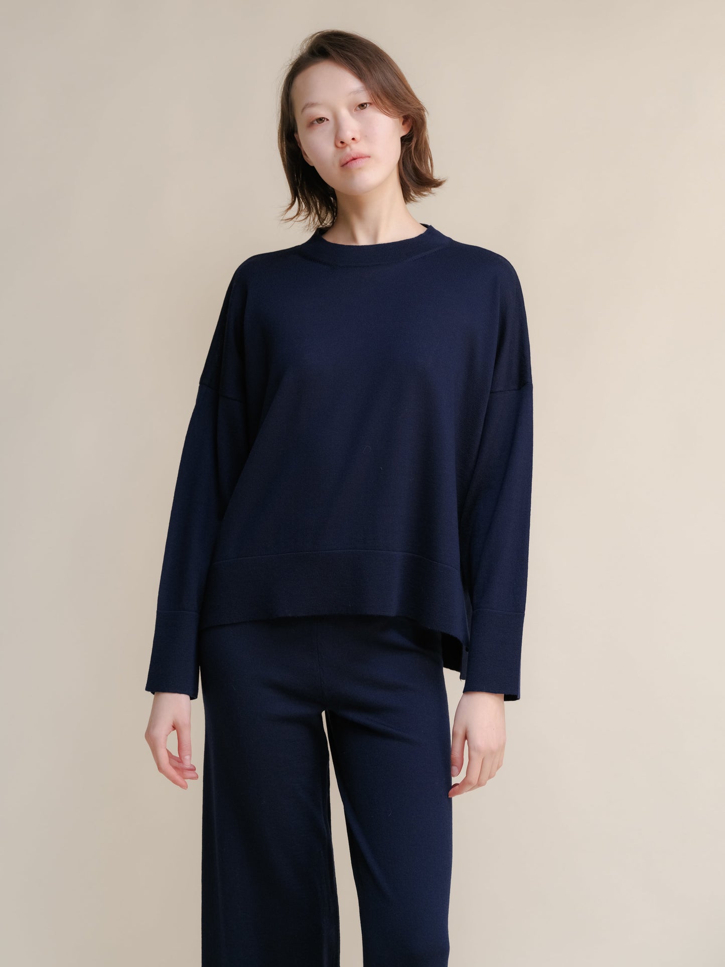 Extra Fine Merino Wool Oversized Crewneck Sweater 