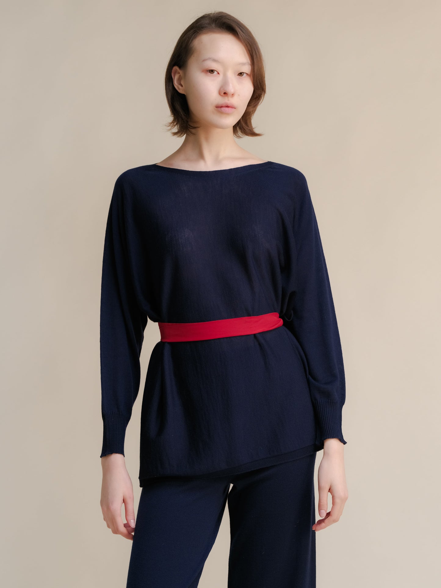 Extra Fine Merino Wool Boat Neck Oversized Sweater (3D-Knit)