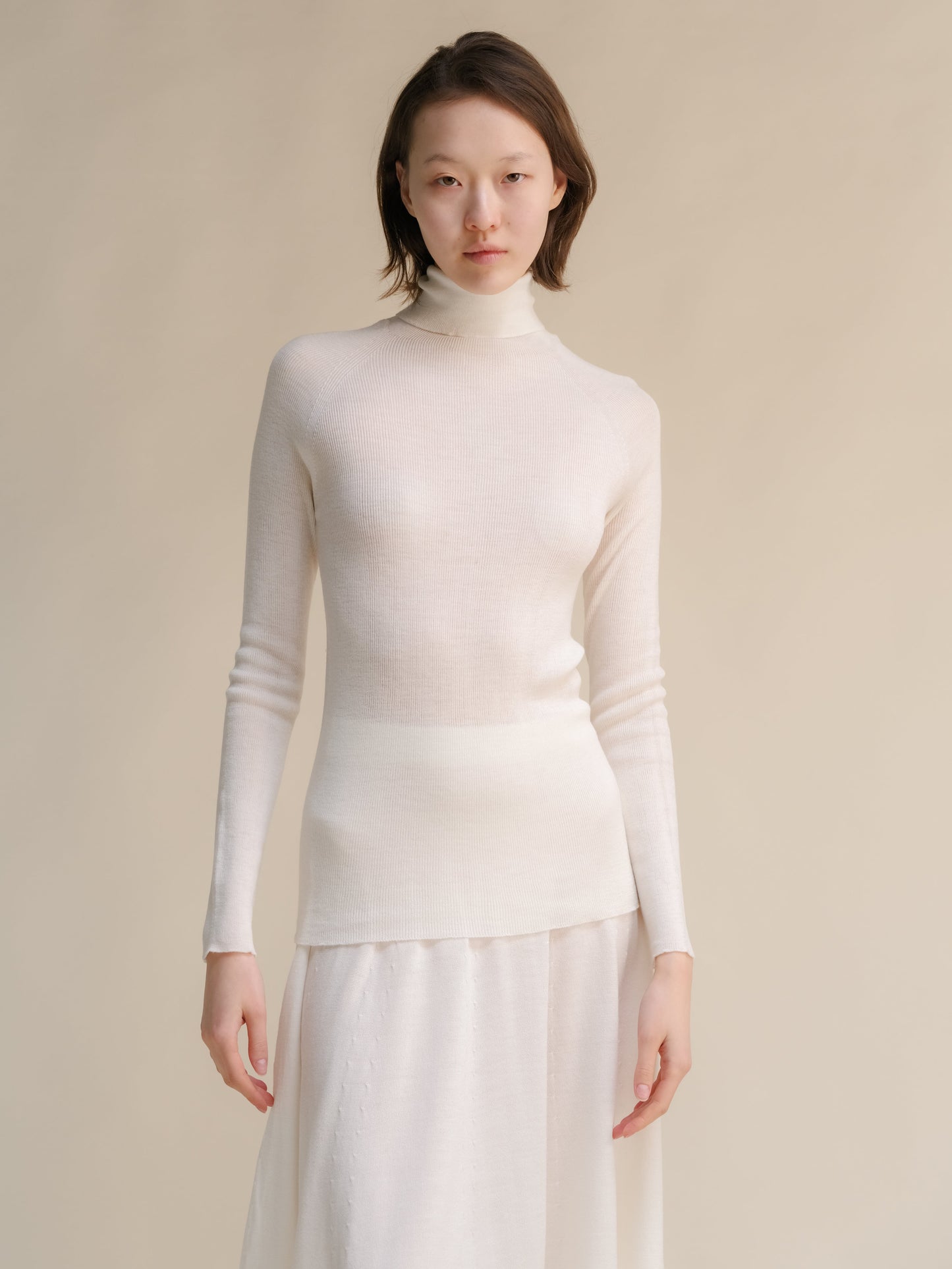 Extra Fine Merino Wool Ribbed Turtleneck (3D-Knit)