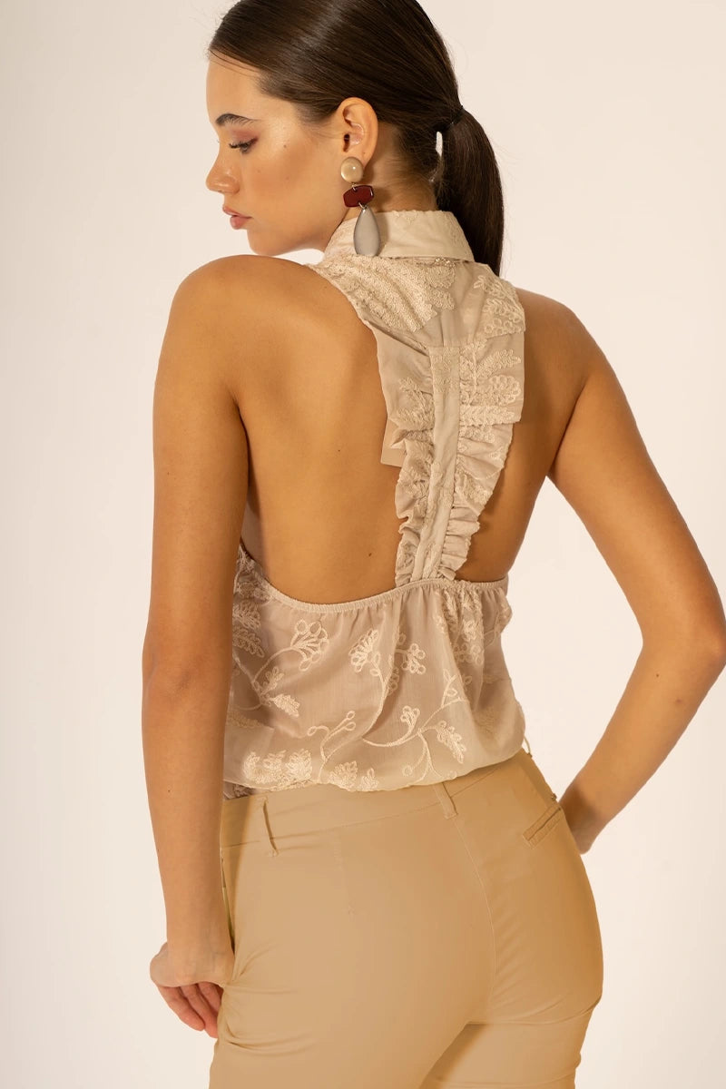 Top con ricamo foglie | NO-NA