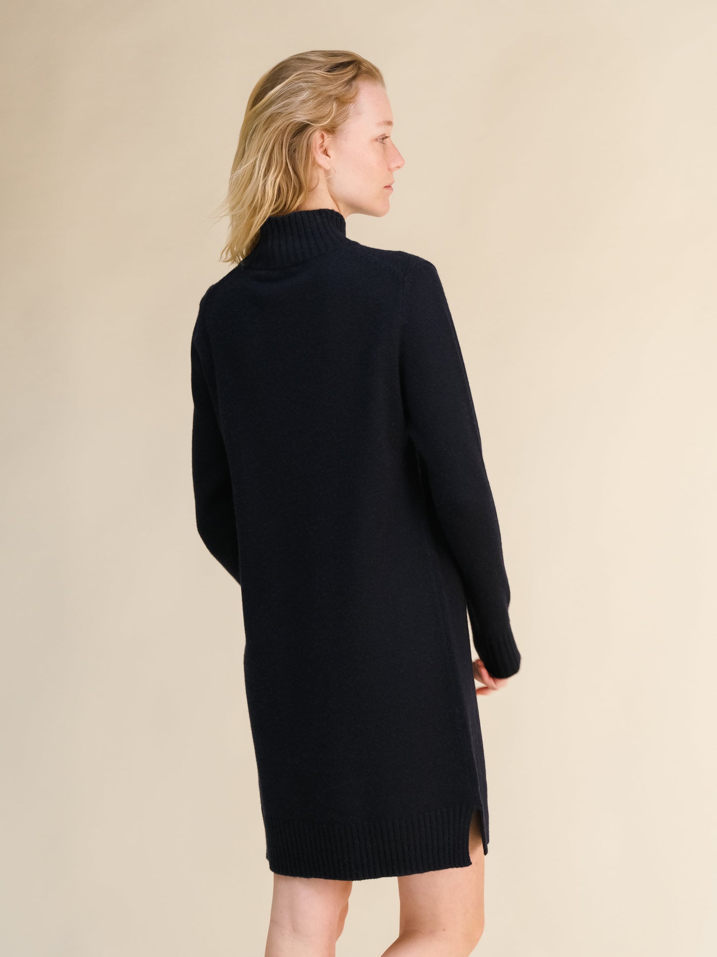 Cashmere Mix High Neck Midi Dress