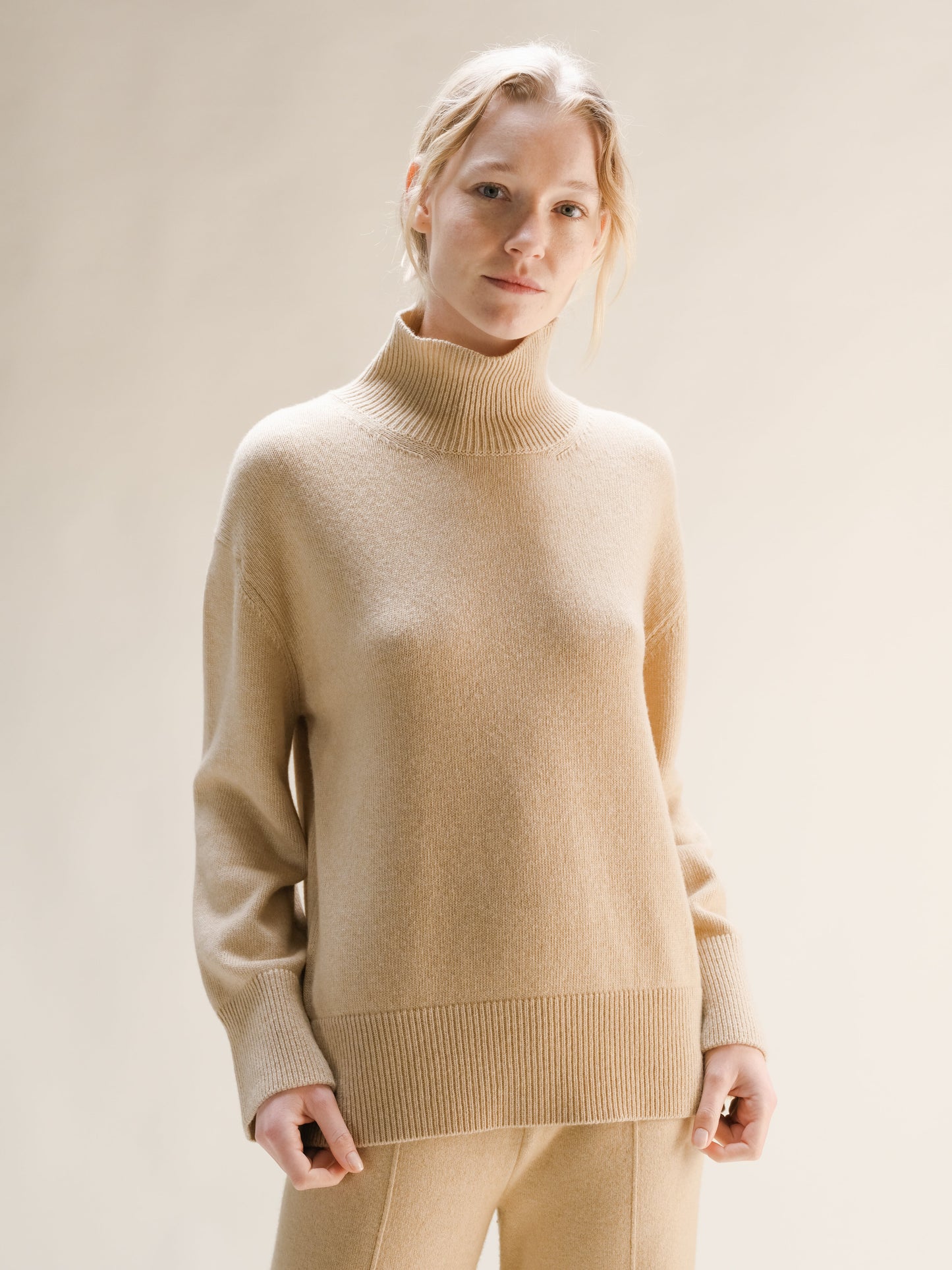Cashmere Mix Long Turtleneck Sweater