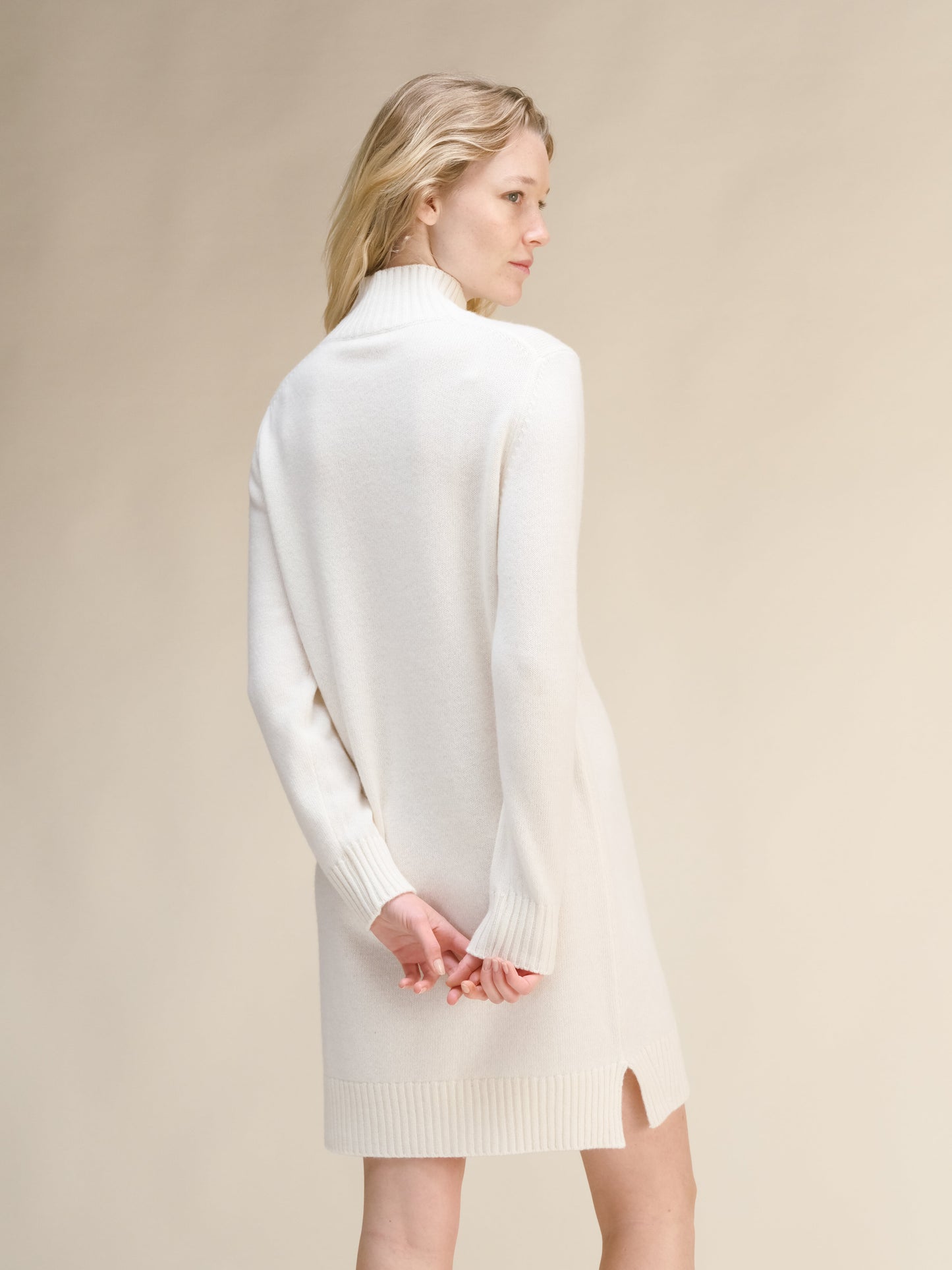 Cashmere Mix High Neck Midi Dress