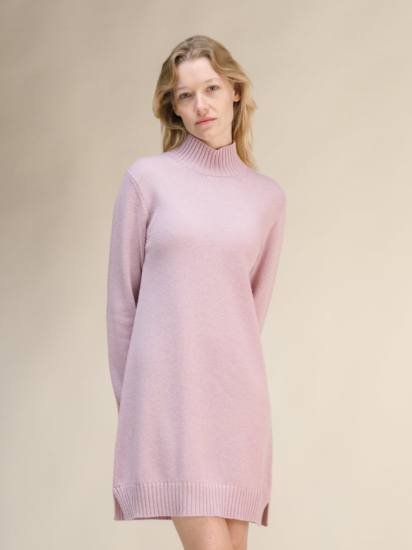 Cashmere Mix High Neck Midi Dress