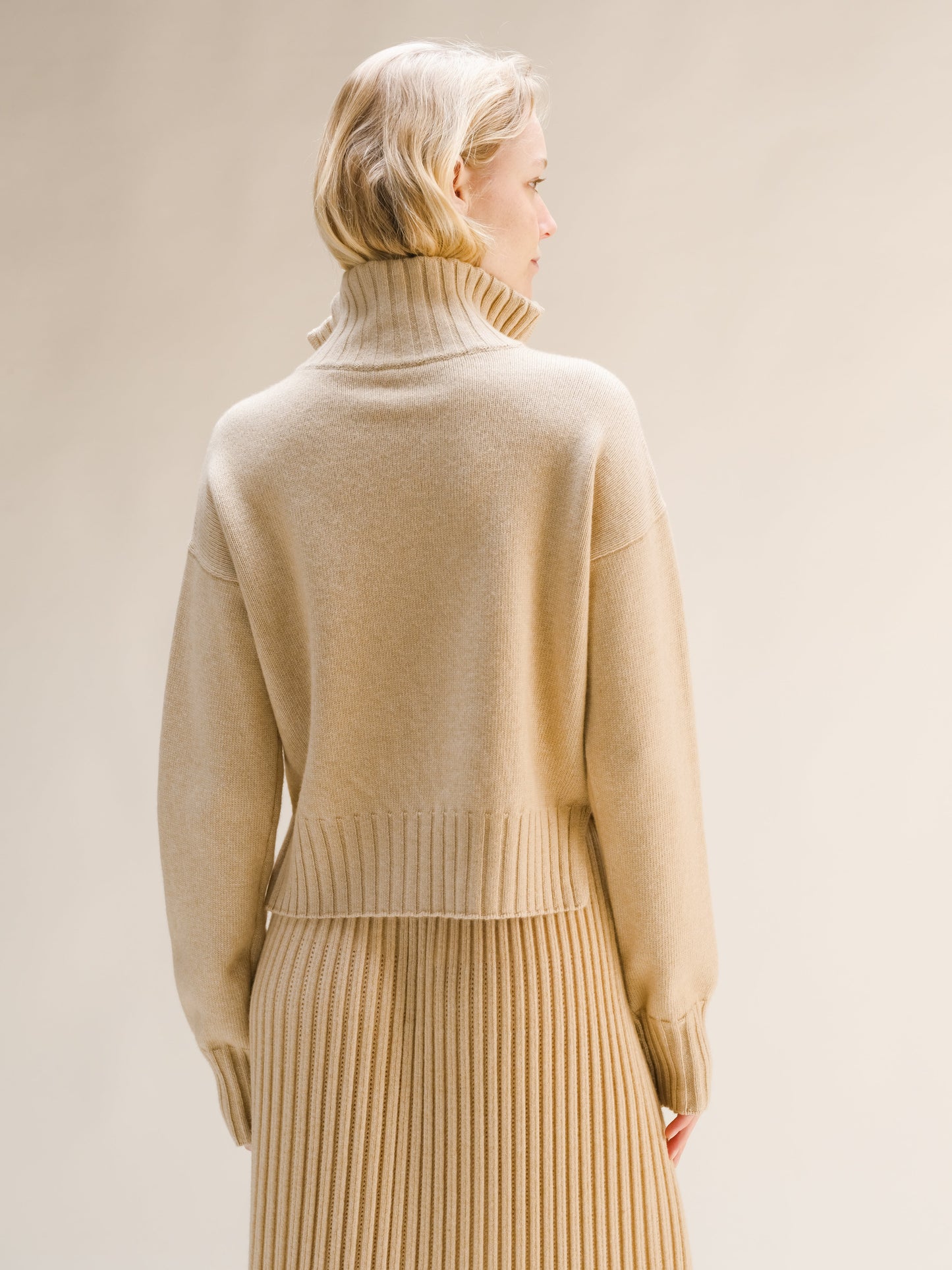 Cashmere Mix High Neck Sweater with Zip