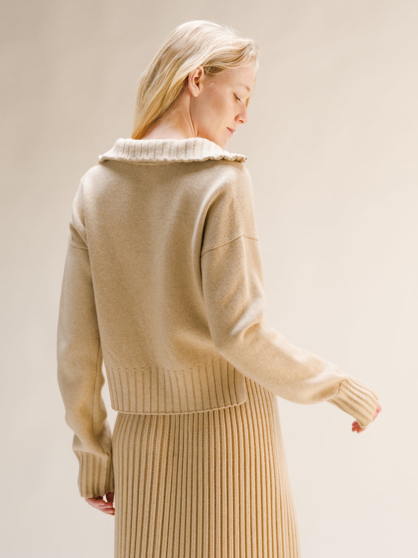 Cashmere Mix High Neck Sweater with Zip