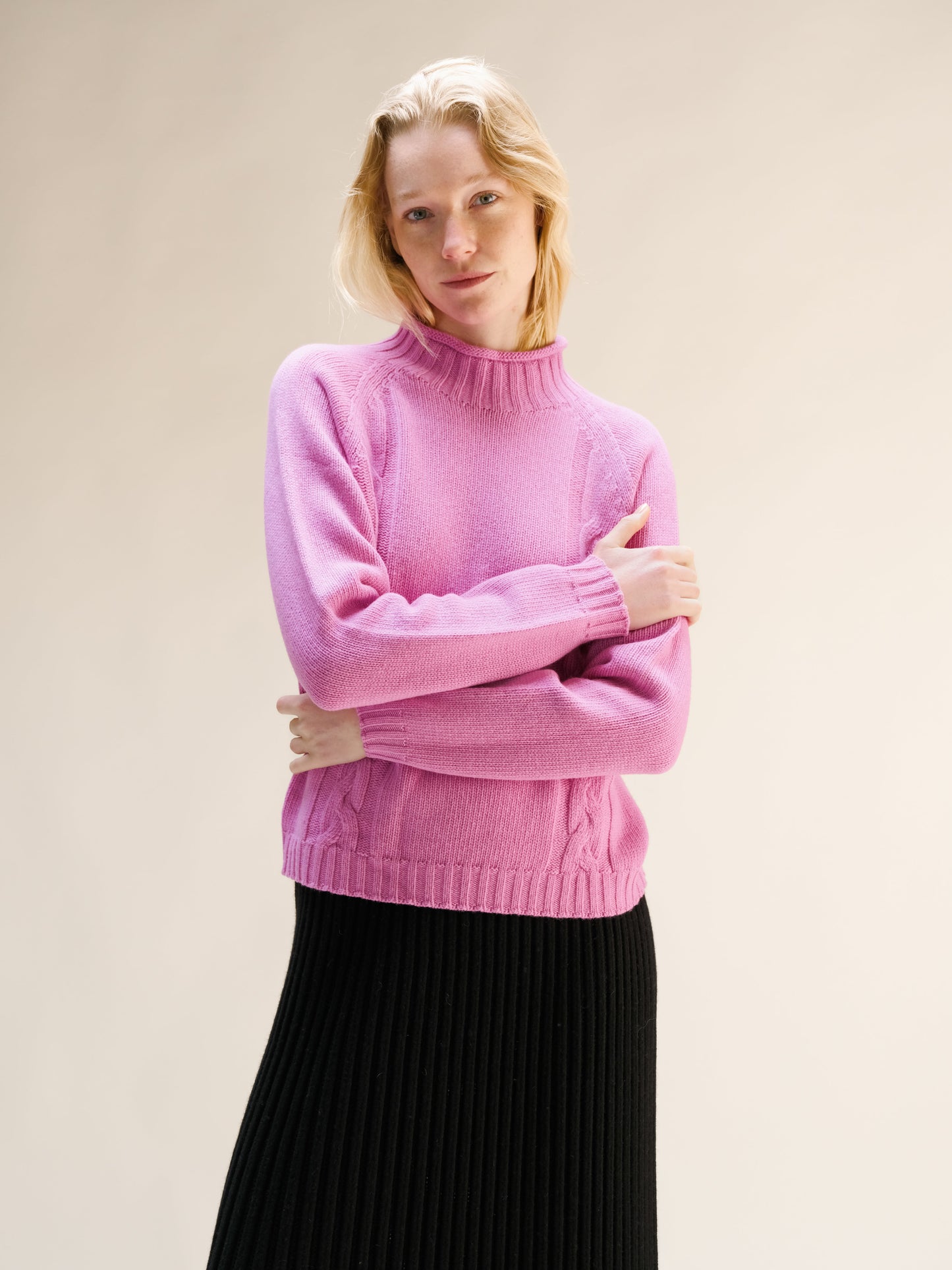 Cashmere Mix Cable "Ricciolo" Sweater (3D-Knit)