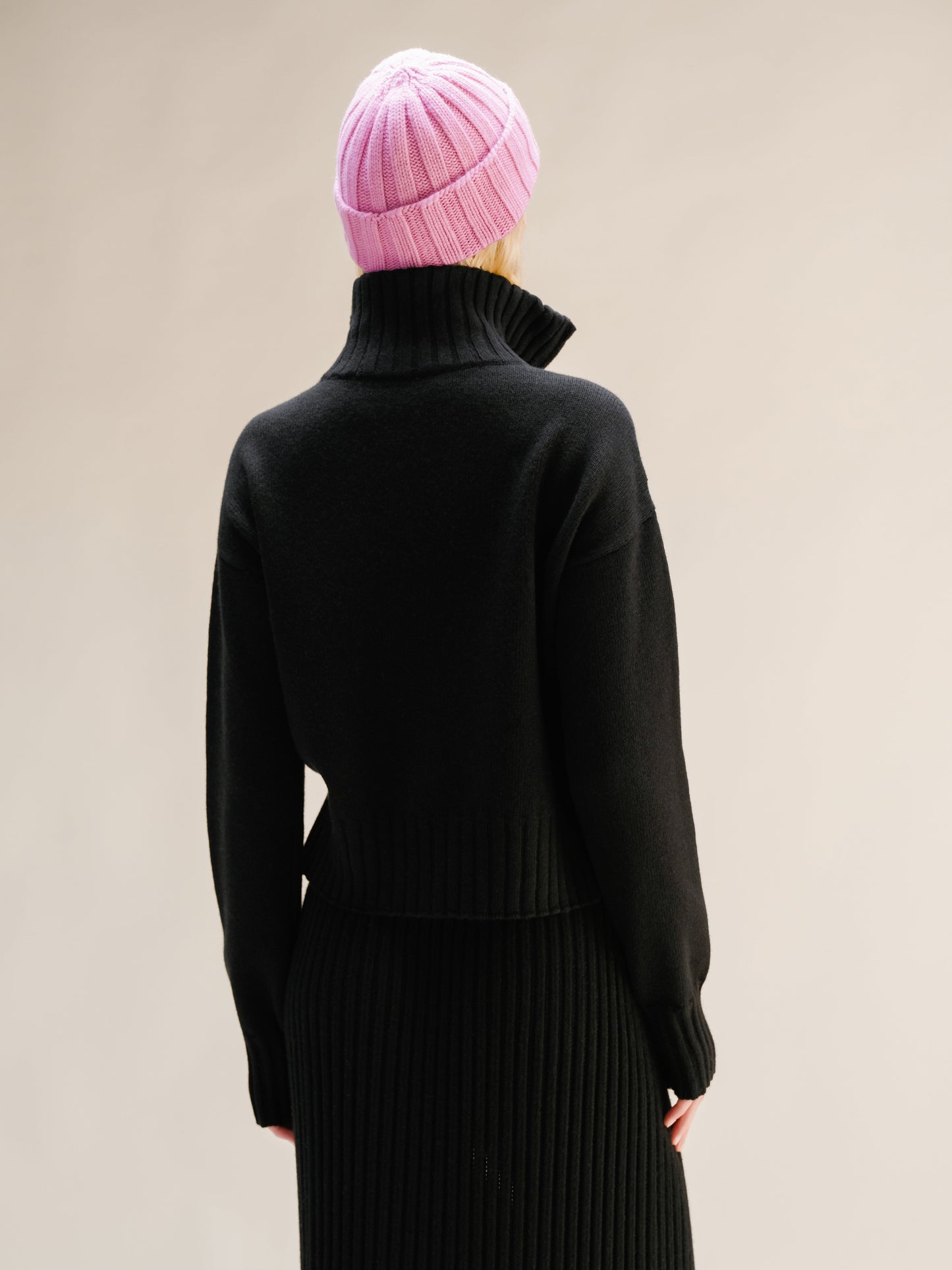 Cashmere Mix Ribbed Beanie