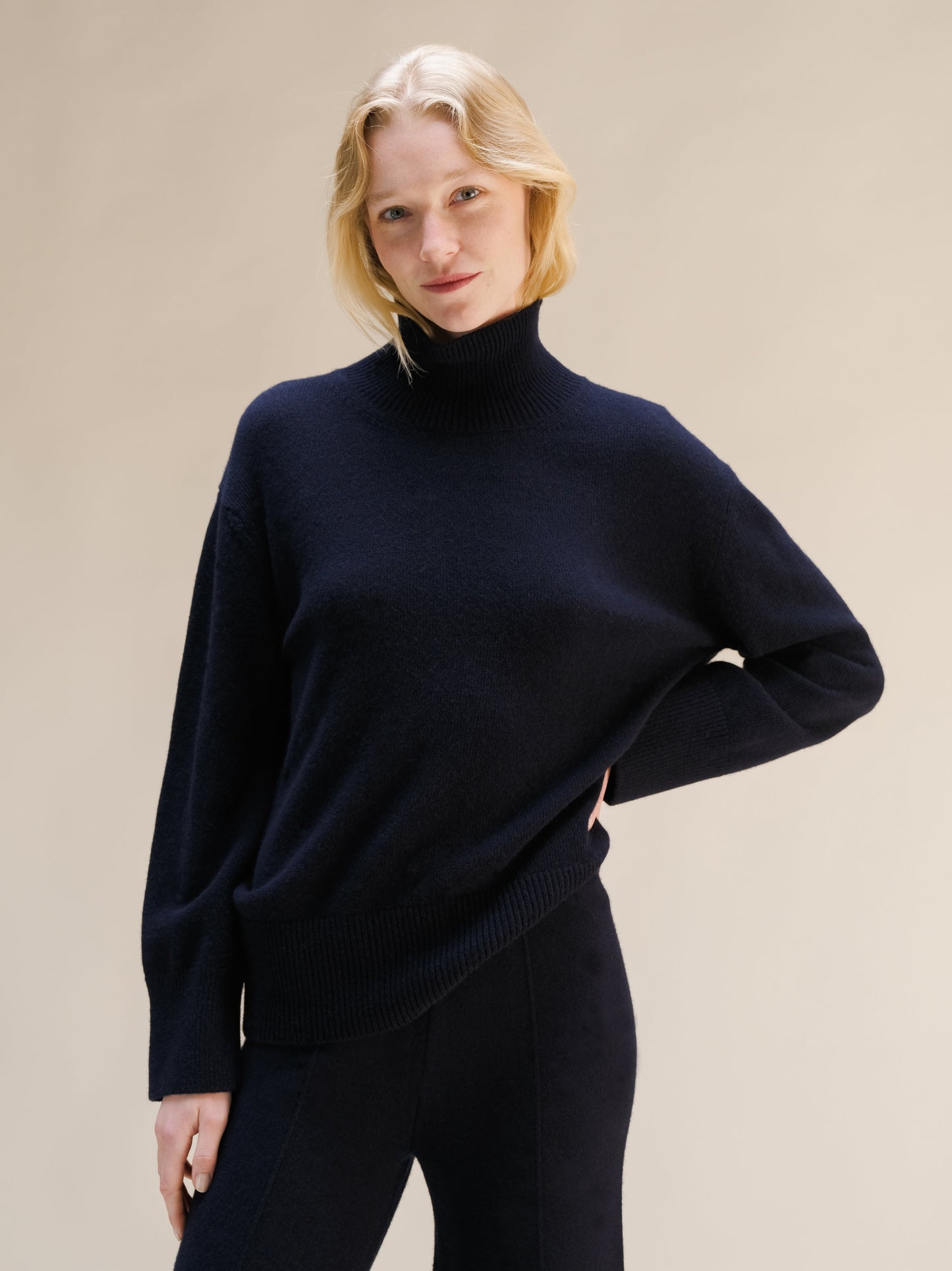 Cashmere Mix Long Turtleneck Sweater