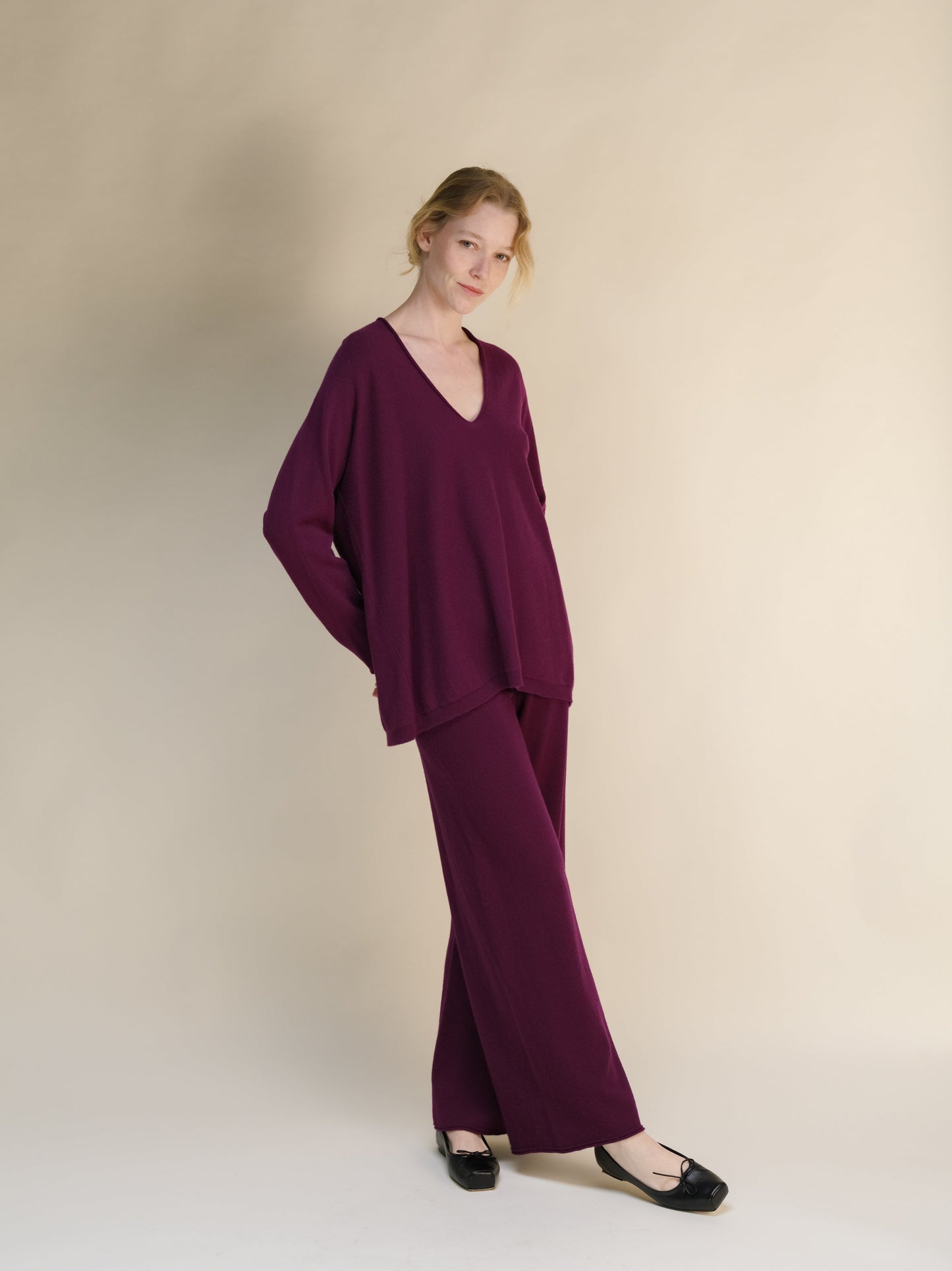 Cashmere Mix Maxi V Neck (3D-Knit)
