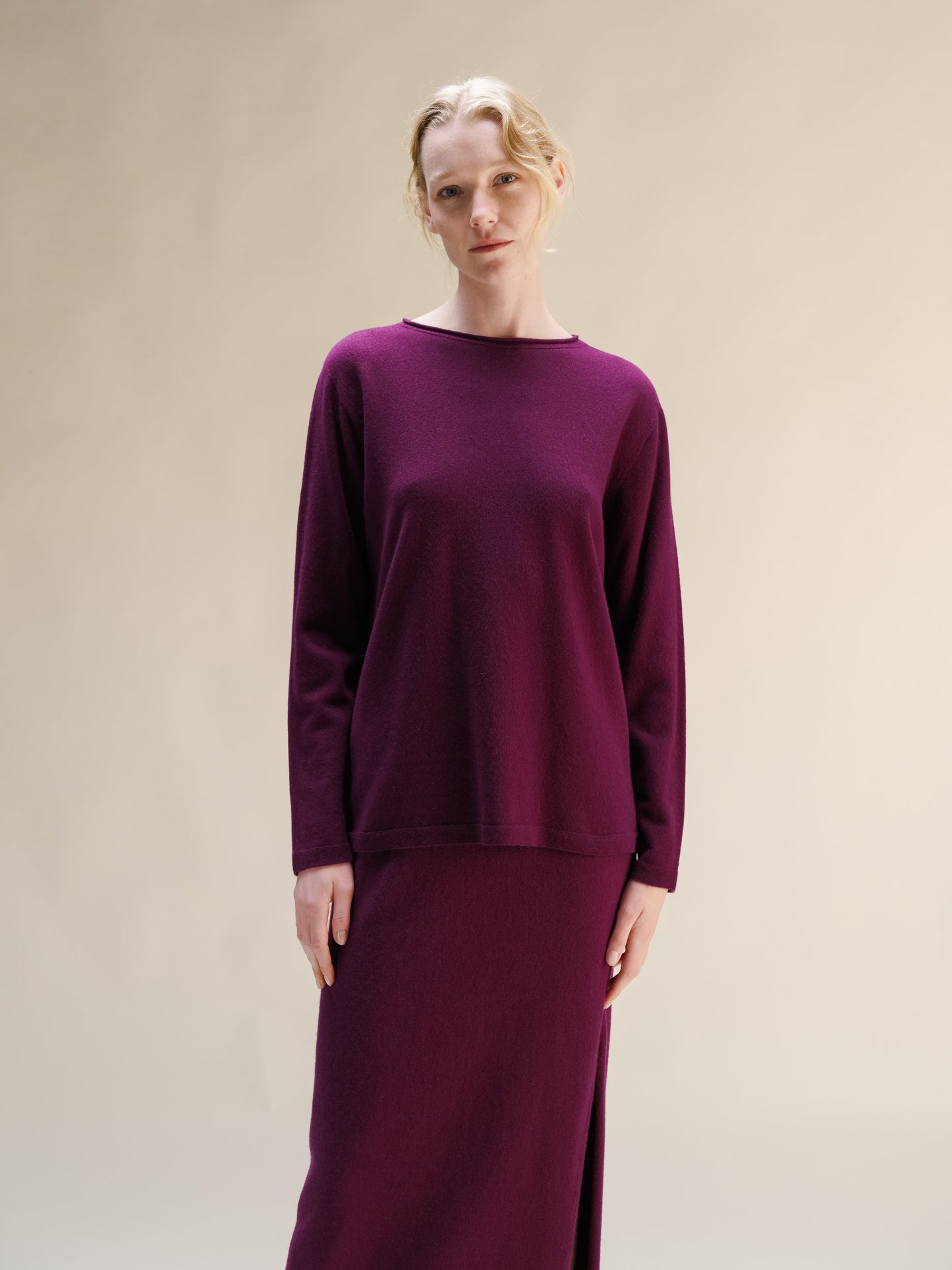 Cashmere Mix Crewneck with Curl Detail(3D-Knit)