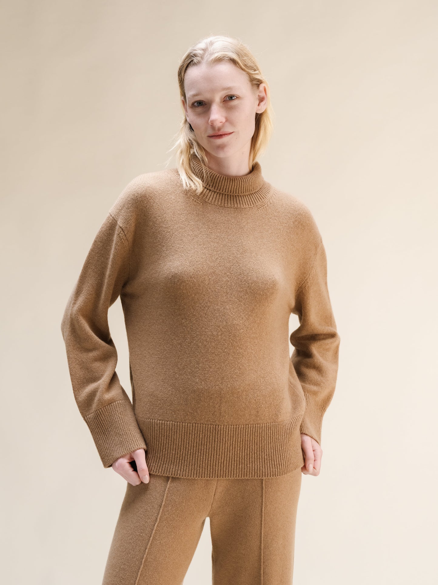 Cashmere Mix Long Turtleneck Sweater