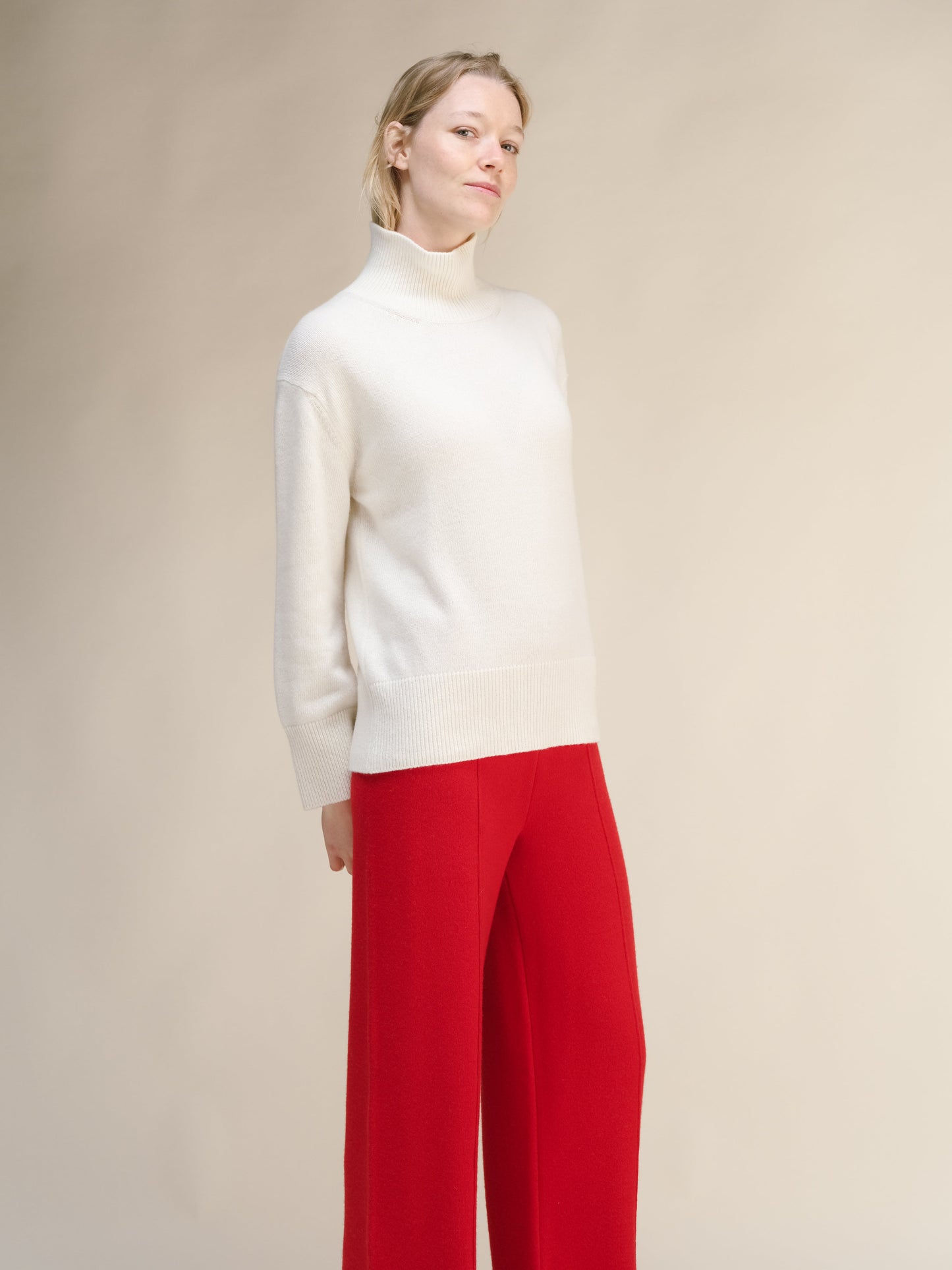 Cashmere Mix Long Turtleneck Sweater