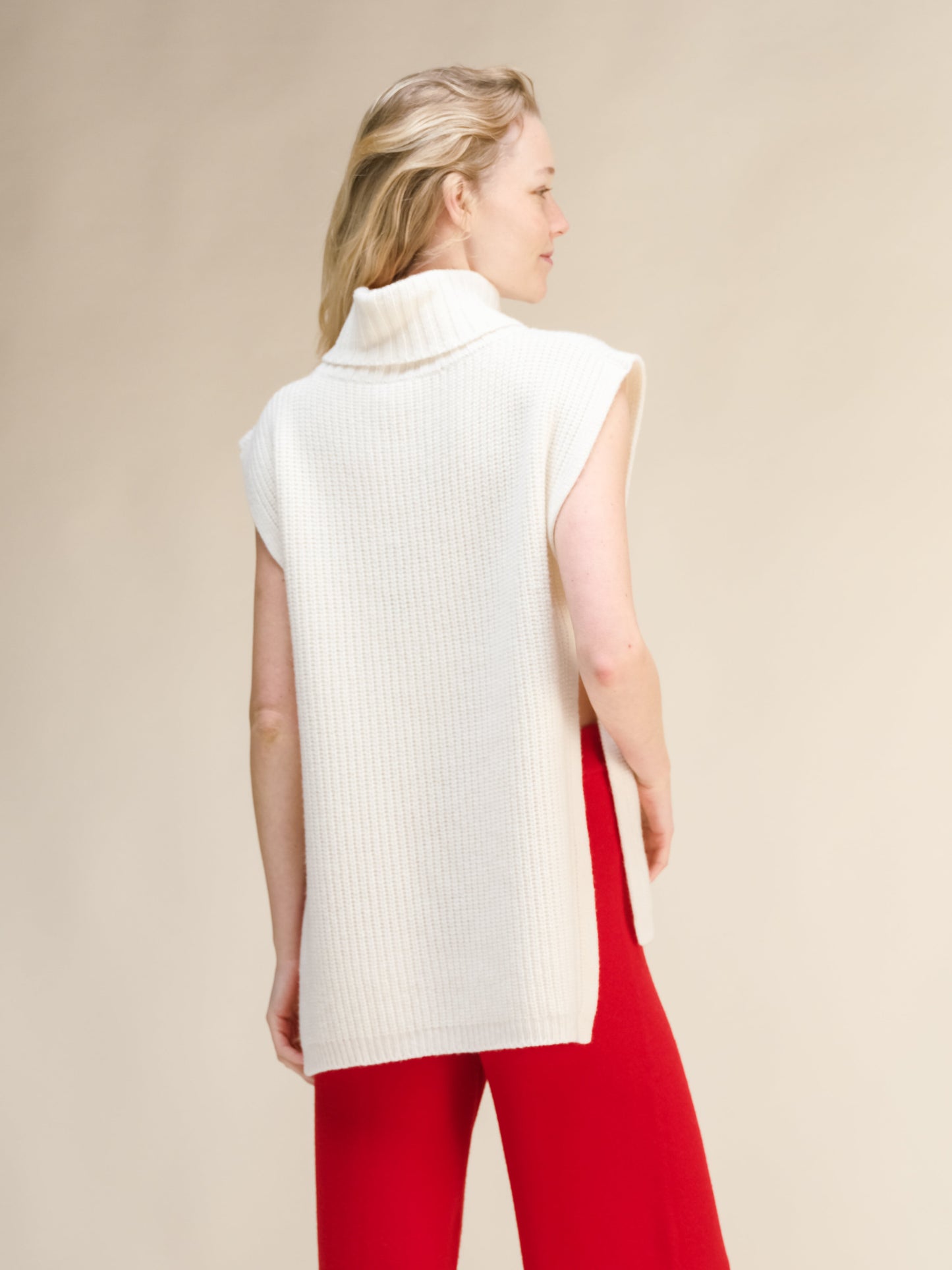 Cashmere Mix Sleeveless Turtle Neck Tunic