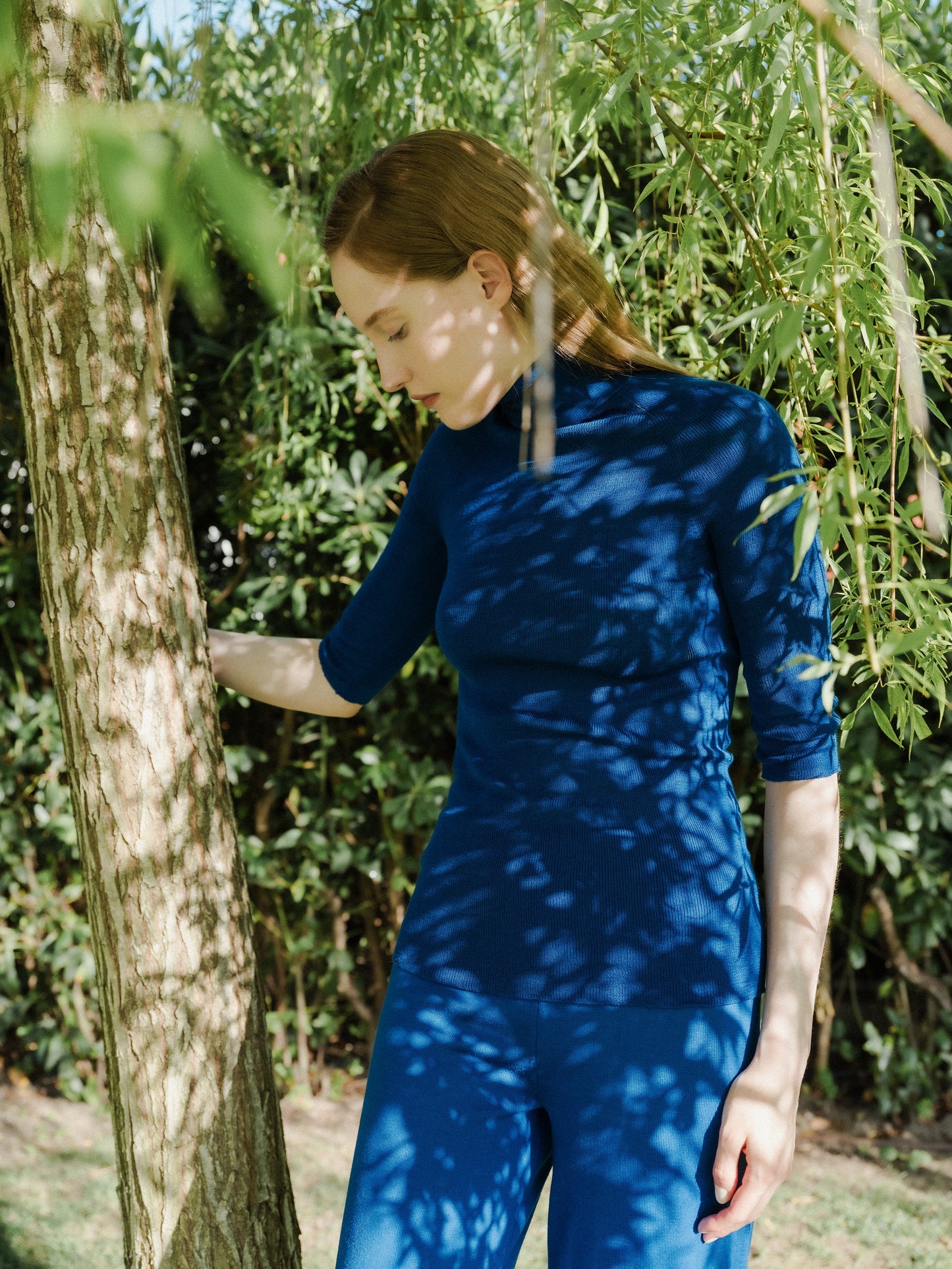 Extra Fine Merino Wool 3/4 Sleeve Ribbed Turtleneck  (3D-Knit)