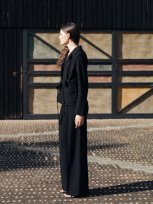 Boiled Wool Bootcut Trousers