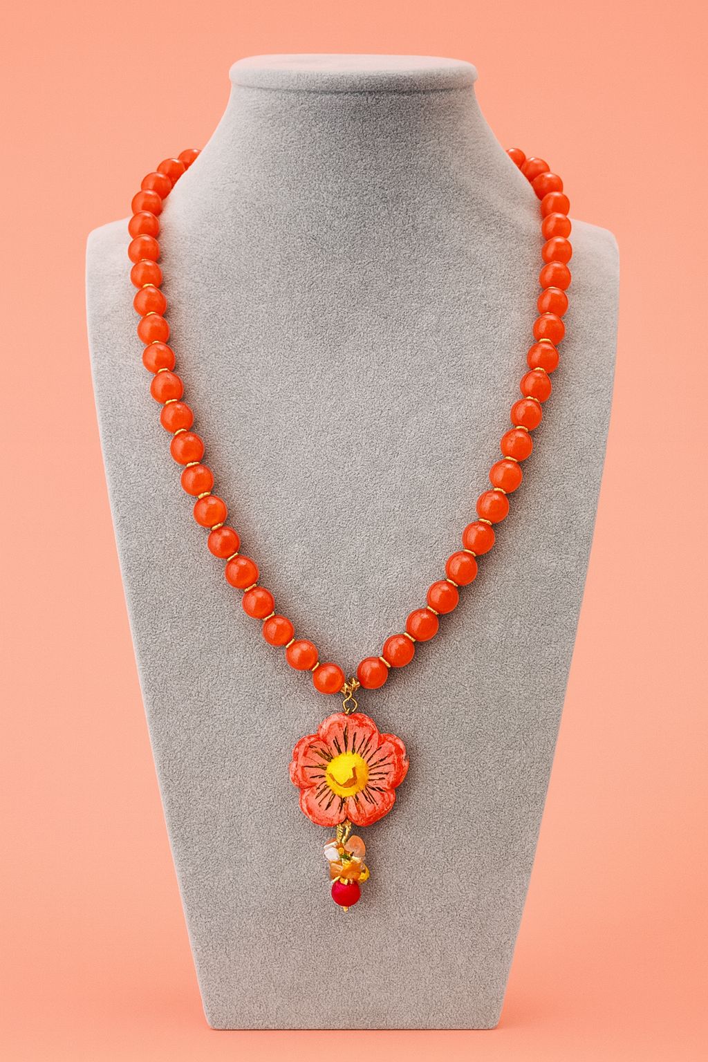Floral Bloom – Handmade Beaded Necklace with Flower Pendant