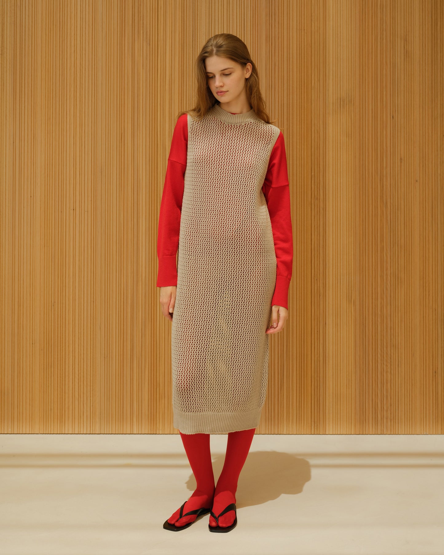 Fine Cotton Sleeveless Crochet Dress (3D-Knit)