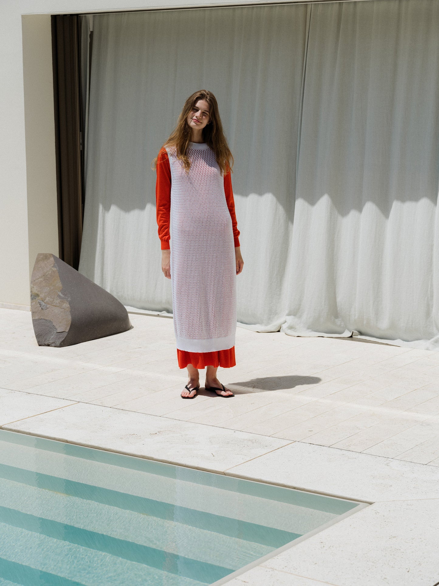 Fine Cotton Sleeveless Crochet Dress (3D-Knit)