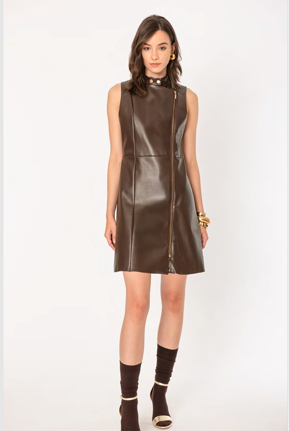 Abito ecopelle con zip No-nà